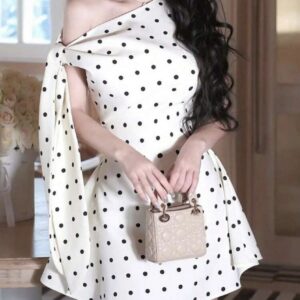 Polka Dot One-Shoulder Mini Dress